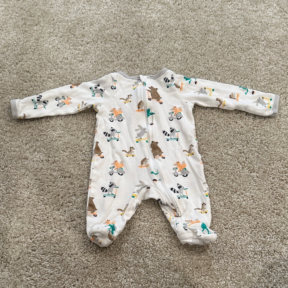 Wonder Nation Kids Animal Print Footie - Cream